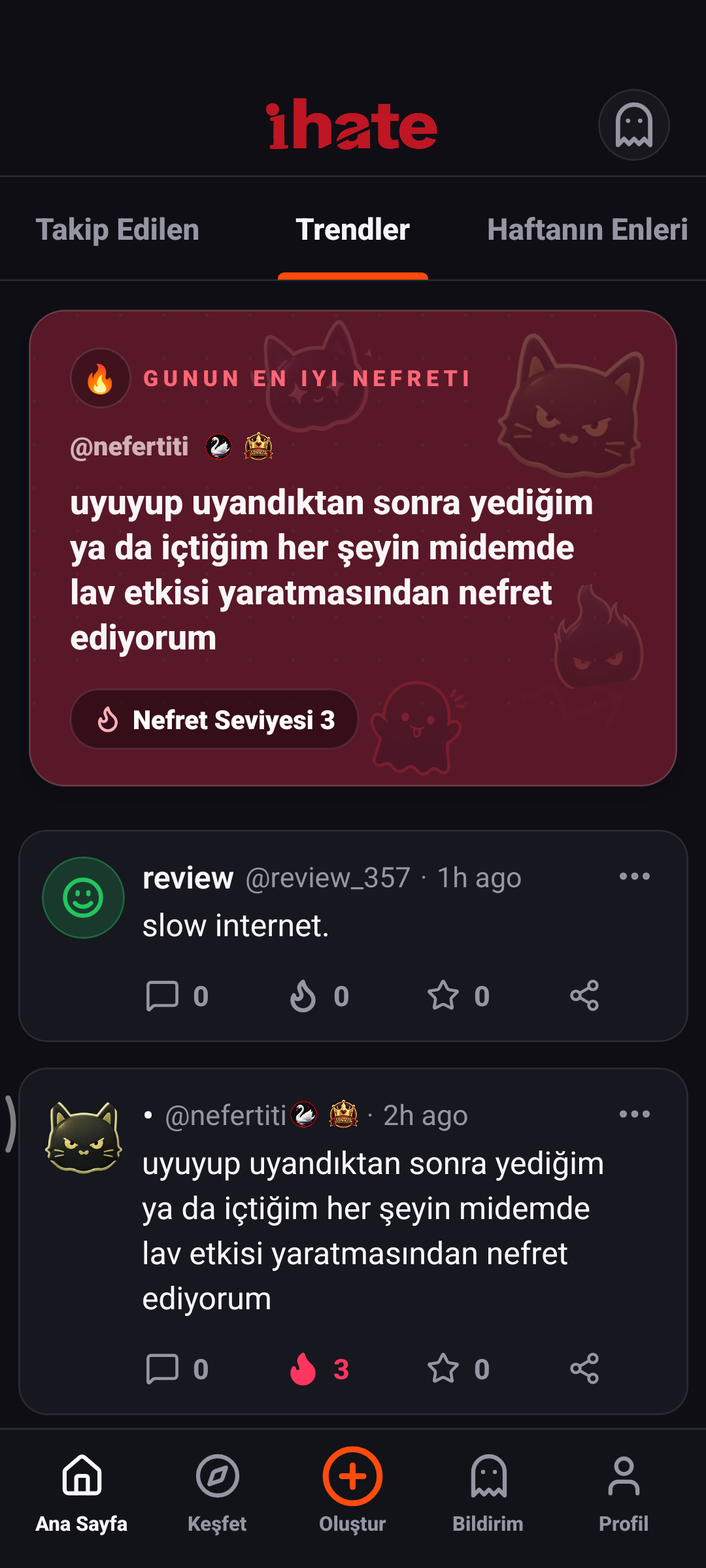 iHate trending feed